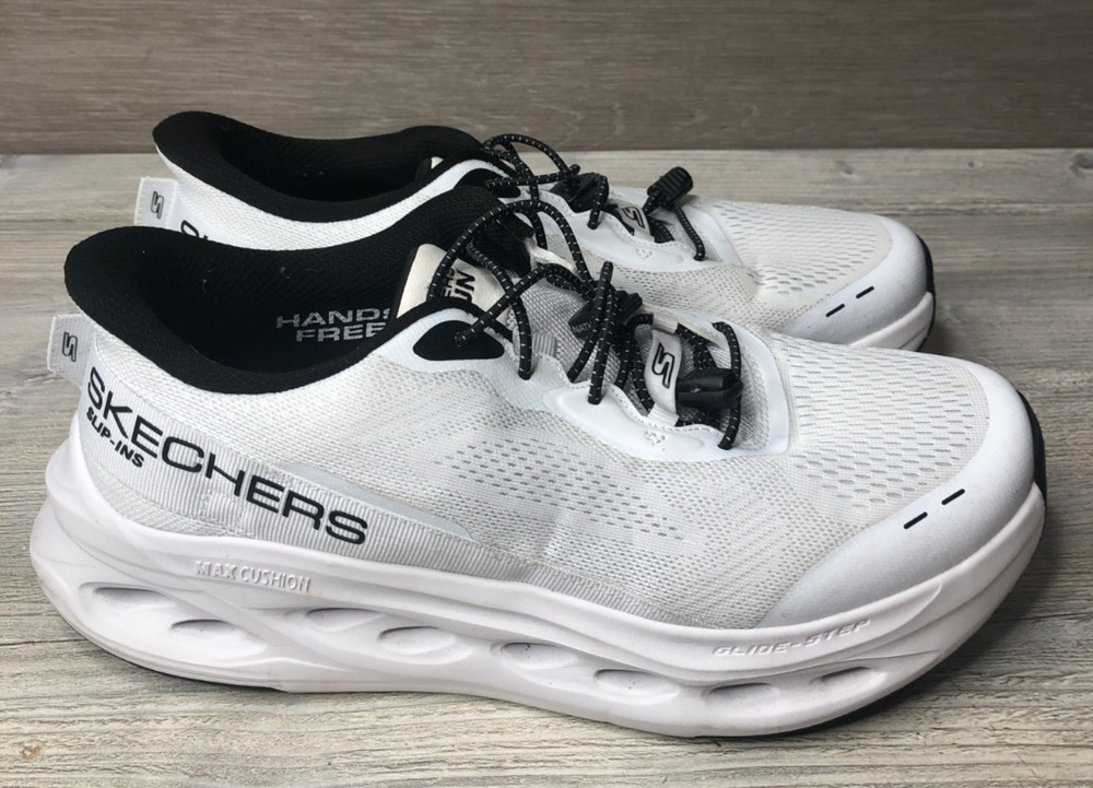 Skechers Slip-ins Max Cushioning Glide-Step Men 9.5 WW White Black 220421WW